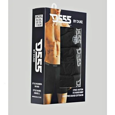 D555 Mens Big & Tall Boxer Shorts Underwear Multipack Button Fly